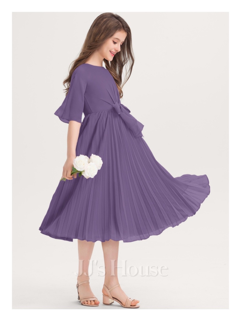 Lavender Pleated Dress: JJ’s House Naira Junior in Tahiti